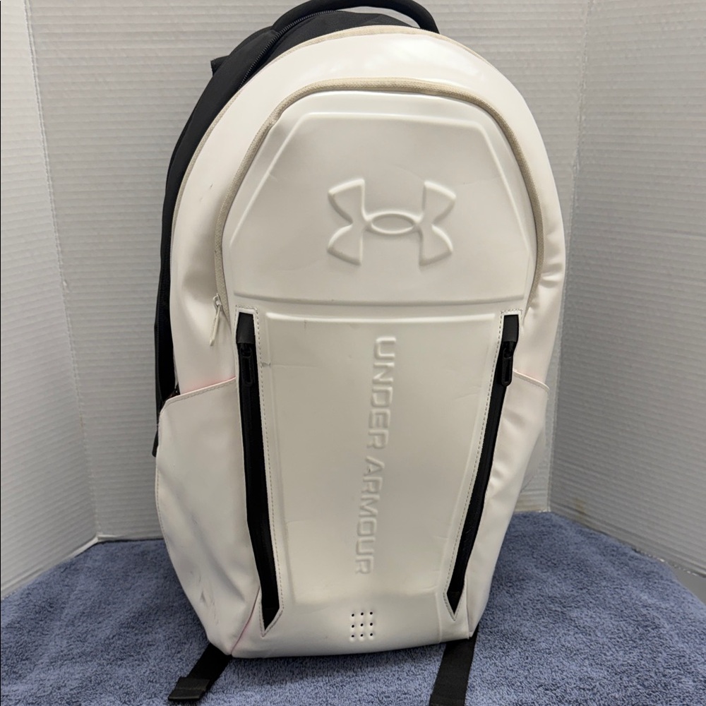 Under Armour White and Black Men's Backpack with Molded Front